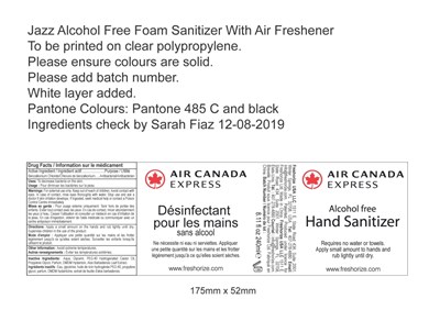 Air Canada Label (Air Canada Jazz Fsz Waf Label 29 02 2020)